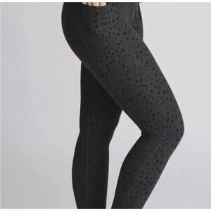 Zyia Active Leggings High Waist Drawstring Black Gray Leopard Print Pockets 2